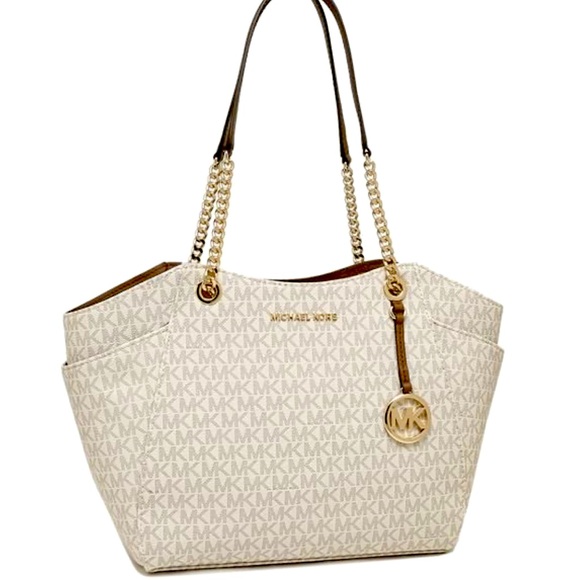 MICHAEL KORS LG CHAIN SHOULDER TOTE VANILLA - Picture 3 of 16